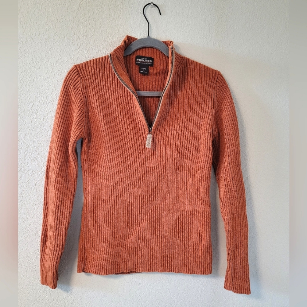 Woolrich Orange Quarter Zip Sweater L